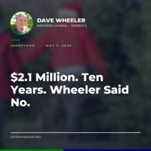 Executive Councilor Dave Wheeler - Wheeler Refuses a $2.1 Million Ten-Year Weapons Lease