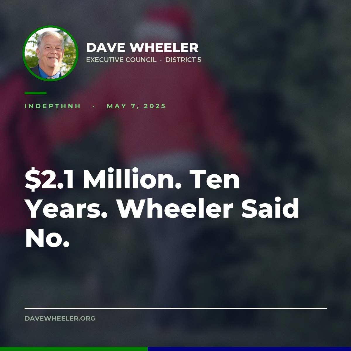 Executive Councilor Dave Wheeler - Wheeler Refuses a $2.1 Million Ten-Year Weapons Lease